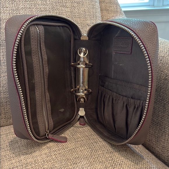 Chic Trish McEvoy Grey leather planner with Purple Accents